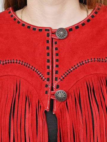 American Darling Red Genuine Suede leather ladies Dress Black